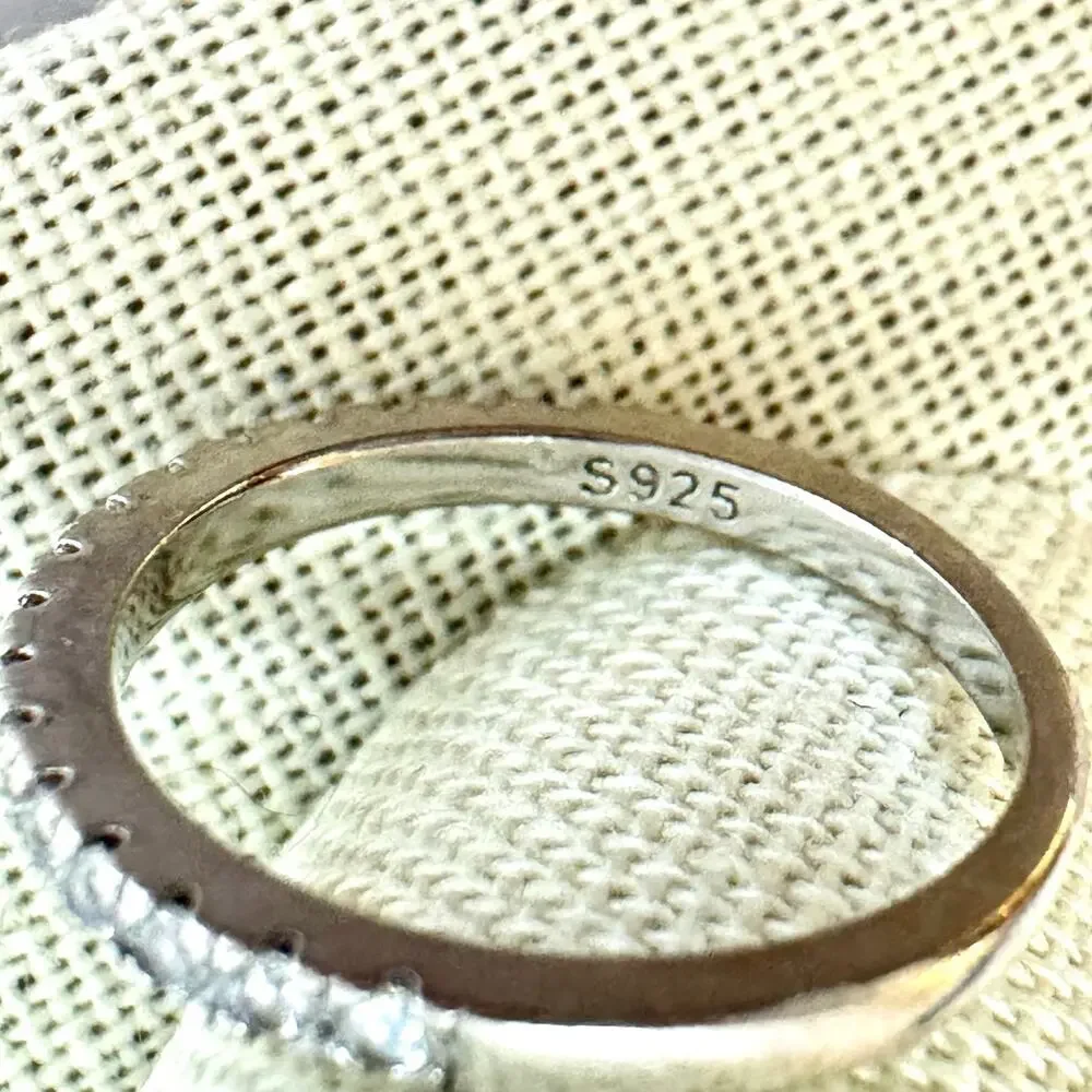 925 Cubic Zirconia Ring Sterling Silver Prong Set 2mm Round CZ Stacking Band Sz5